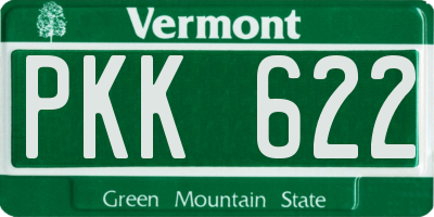 VT license plate PKK622