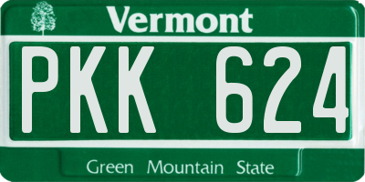 VT license plate PKK624