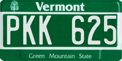 VT license plate PKK625