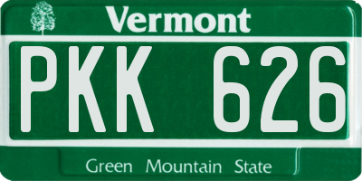 VT license plate PKK626