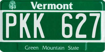 VT license plate PKK627