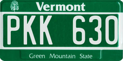 VT license plate PKK630