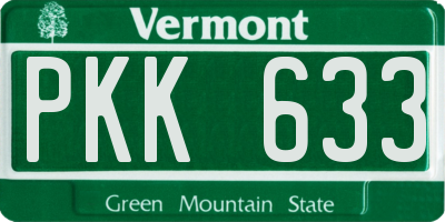 VT license plate PKK633
