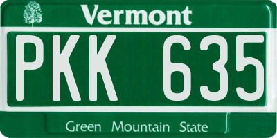 VT license plate PKK635