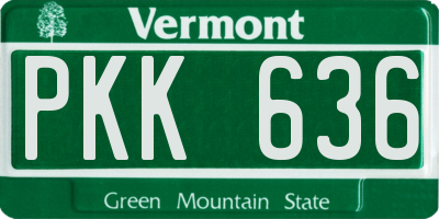 VT license plate PKK636