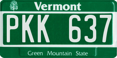 VT license plate PKK637