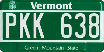 VT license plate PKK638