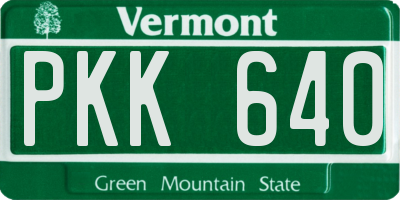 VT license plate PKK640