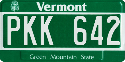VT license plate PKK642