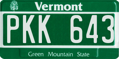 VT license plate PKK643