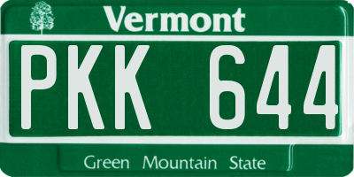 VT license plate PKK644