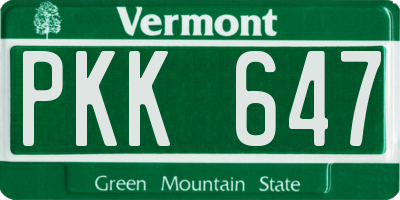 VT license plate PKK647