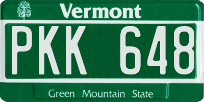 VT license plate PKK648