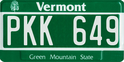 VT license plate PKK649