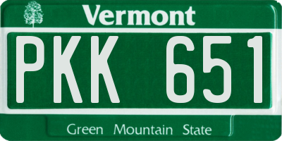 VT license plate PKK651