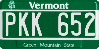 VT license plate PKK652