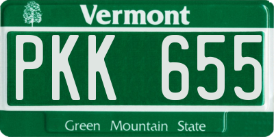 VT license plate PKK655