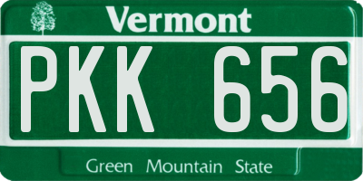 VT license plate PKK656