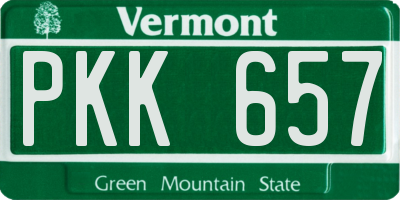 VT license plate PKK657