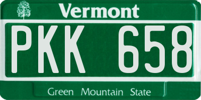 VT license plate PKK658