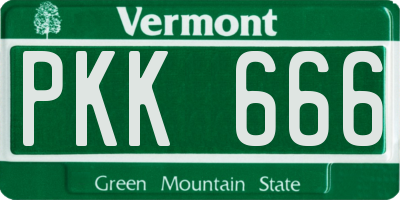 VT license plate PKK666