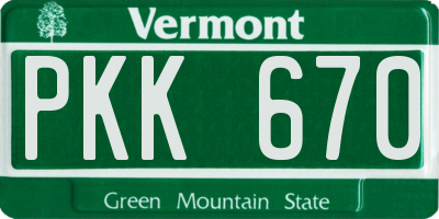 VT license plate PKK670