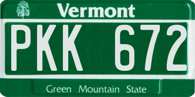VT license plate PKK672