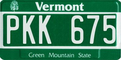 VT license plate PKK675