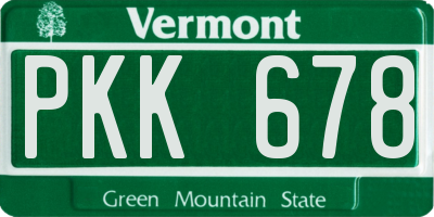 VT license plate PKK678