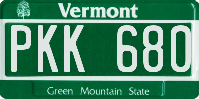 VT license plate PKK680
