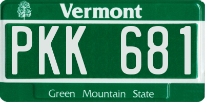 VT license plate PKK681