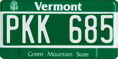 VT license plate PKK685