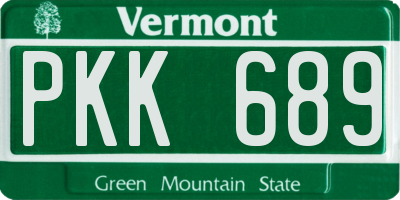 VT license plate PKK689