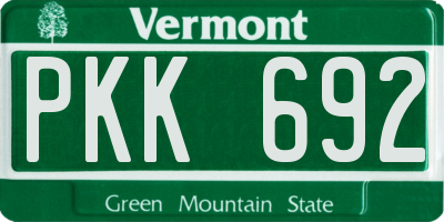 VT license plate PKK692