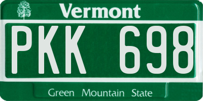 VT license plate PKK698