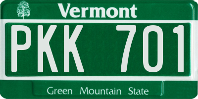 VT license plate PKK701