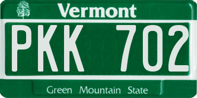 VT license plate PKK702