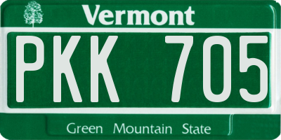 VT license plate PKK705