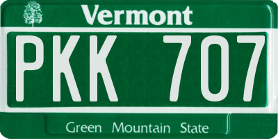 VT license plate PKK707