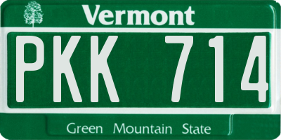 VT license plate PKK714