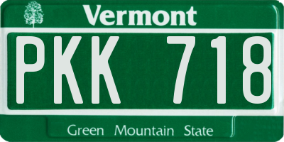 VT license plate PKK718
