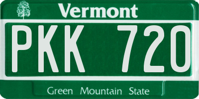VT license plate PKK720
