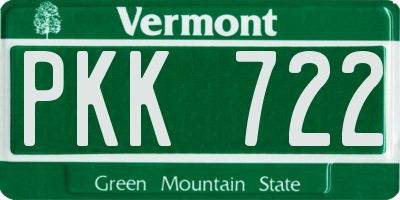 VT license plate PKK722
