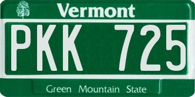 VT license plate PKK725