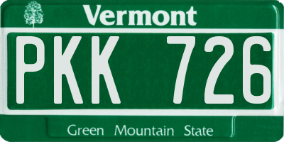 VT license plate PKK726