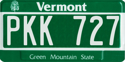 VT license plate PKK727