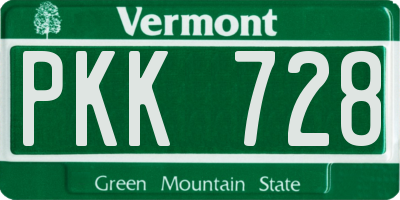 VT license plate PKK728