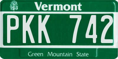 VT license plate PKK742