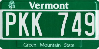 VT license plate PKK749