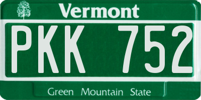 VT license plate PKK752